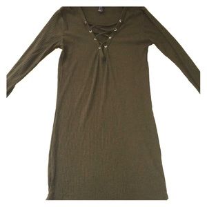 Olive green dress.